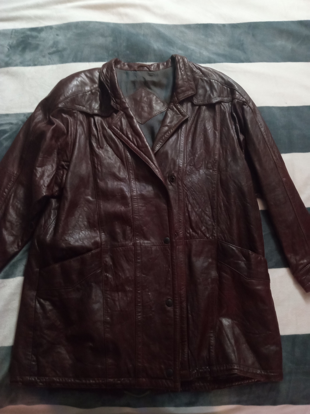 Authentic Latif Denmark Women’s Dark Brown Leather Button-Front Trenchcoat